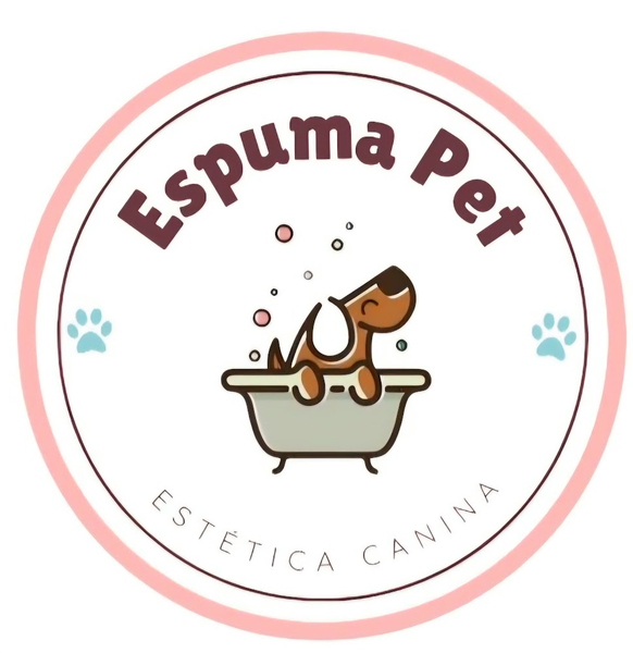 Logo de Espuma Pet: perrito en una tina con espuma
